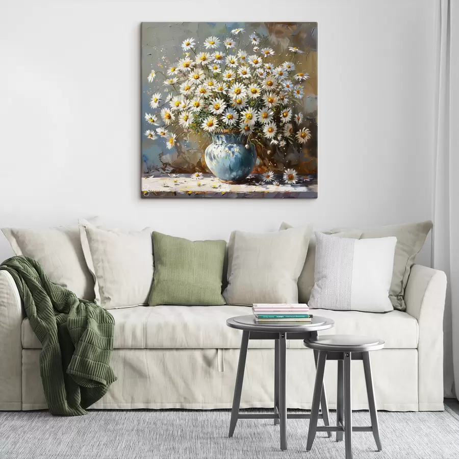 wall murals Vase with daisies on the table s38707