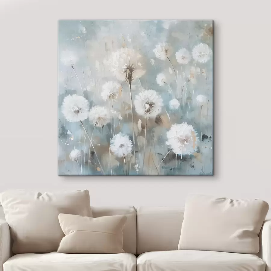 wall murals Field of dandelion plants and flowers printed texture s38932