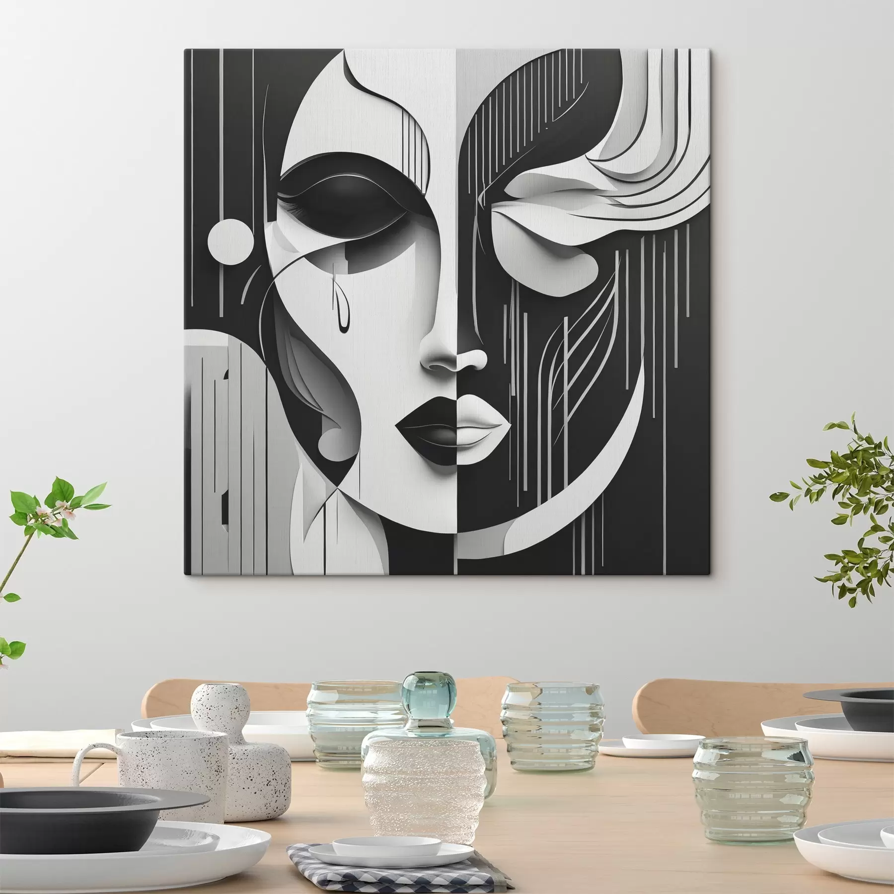 murales Máscara en blanco y negro s38850