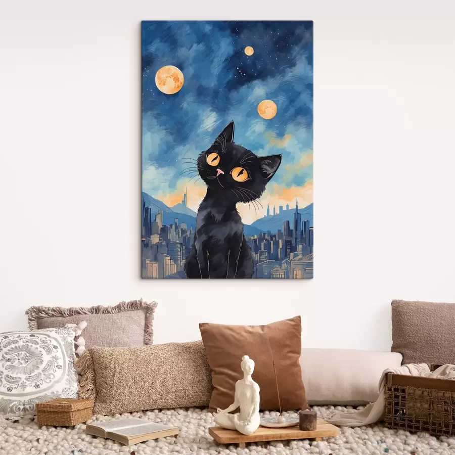 wall murals Cat on a city background s38861