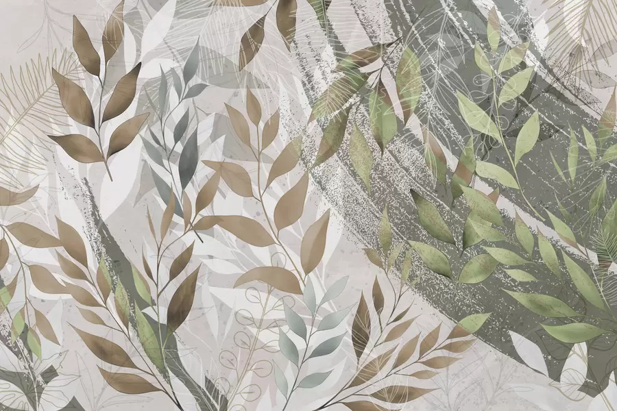 peintures murales Feuilles vertes en style grunge w00812