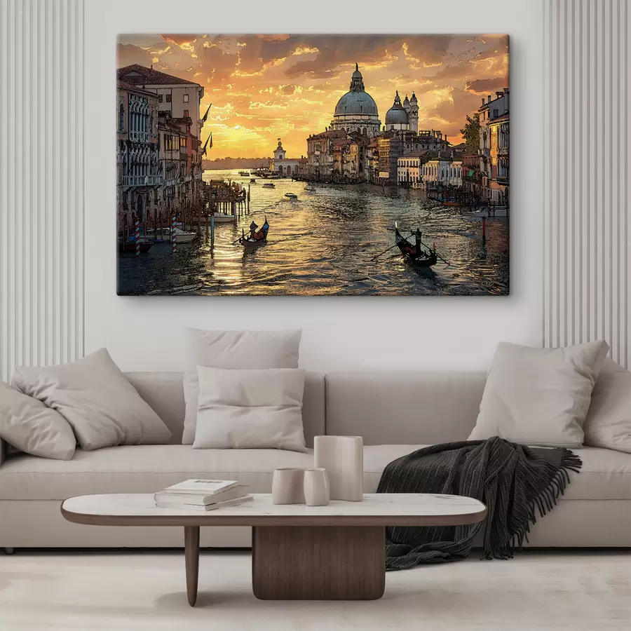 wall murals A scenic view painting of the Grand Canal in Venice, Italy at sunset s38963