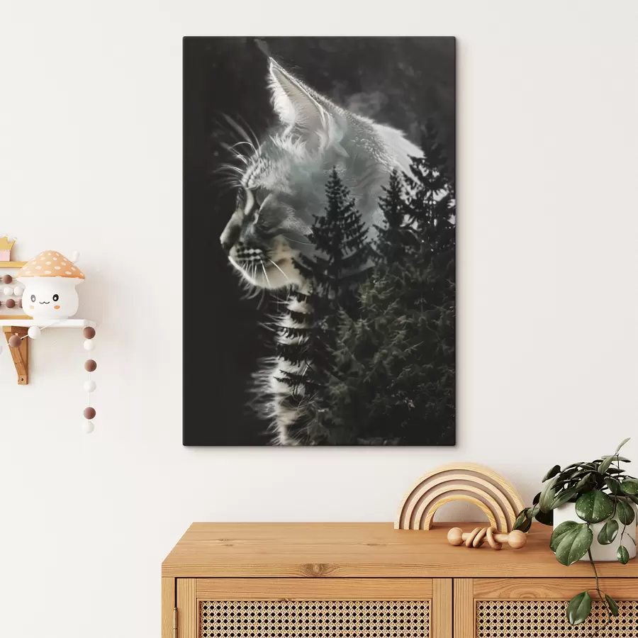 murales Gato con árboles de Navidad s39028