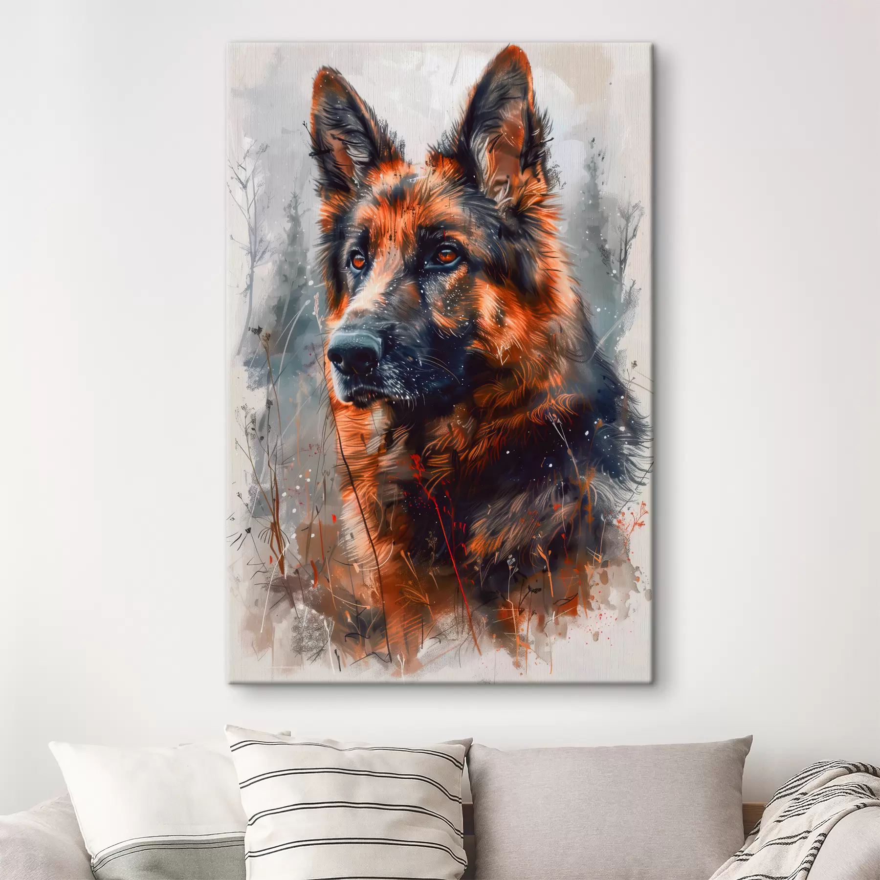 murales Retrato de un perro pastor alemán s38995