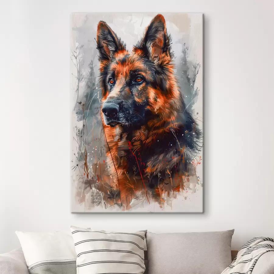 murales Retrato de un perro pastor alemán s38995