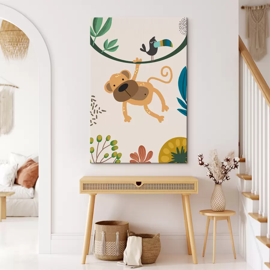 murales Mono en la jungla al estilo safari, boho s39094