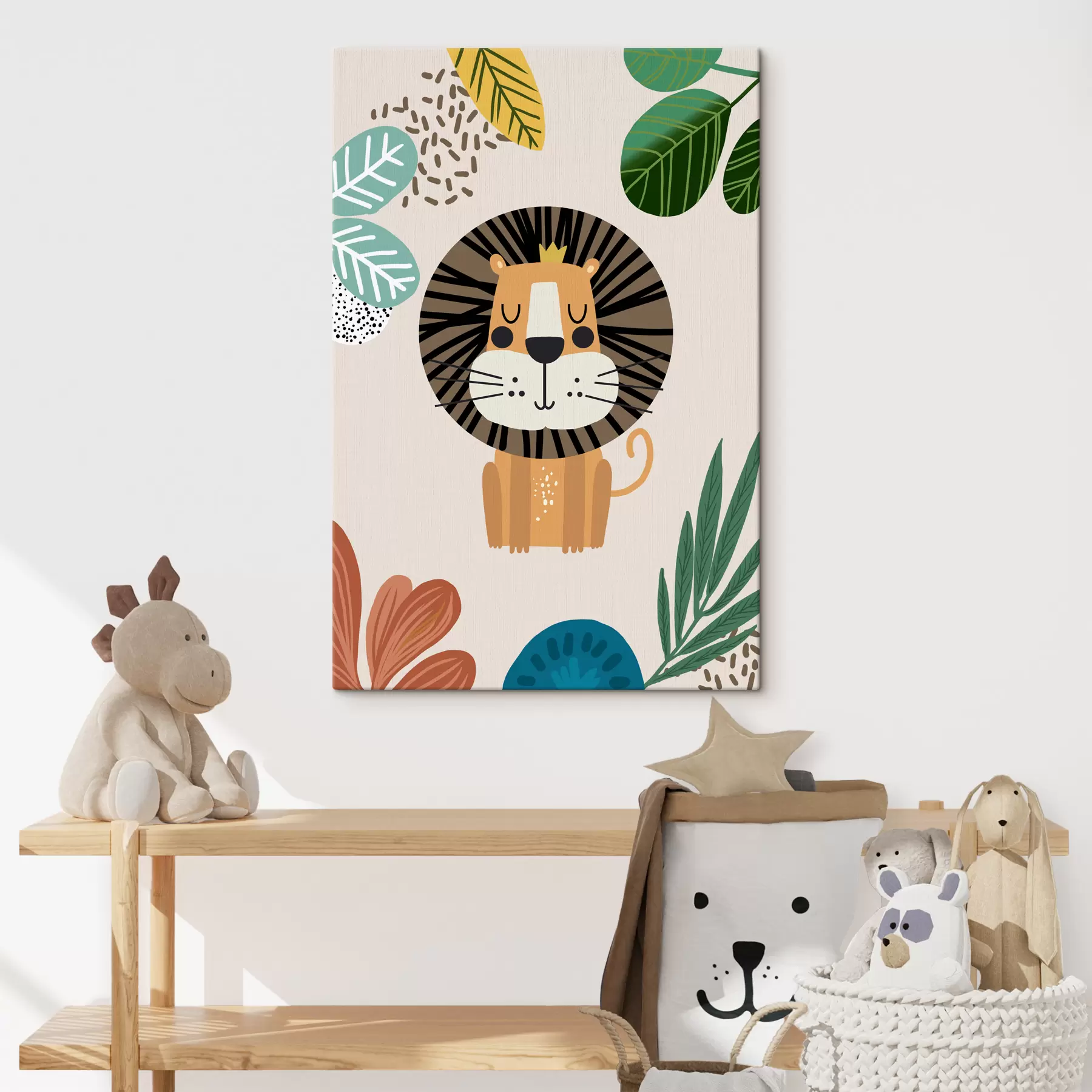 wall murals Lion in the jungle in safari style, boho s39095