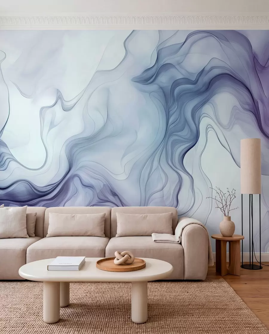 murales Ondas abstractas de colores sobre un fondo claro w01185v1