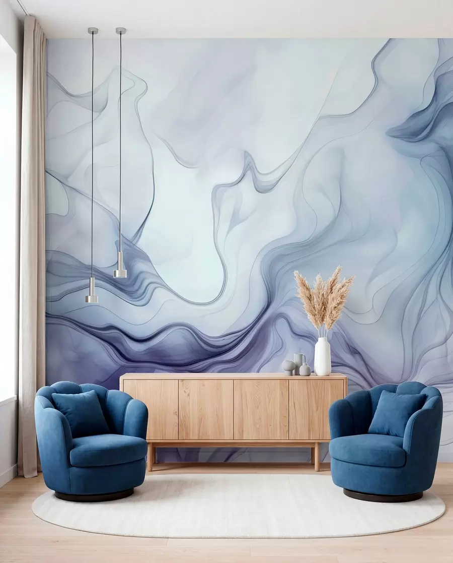 wall murals Colored abstract waves on a light background w01185v1