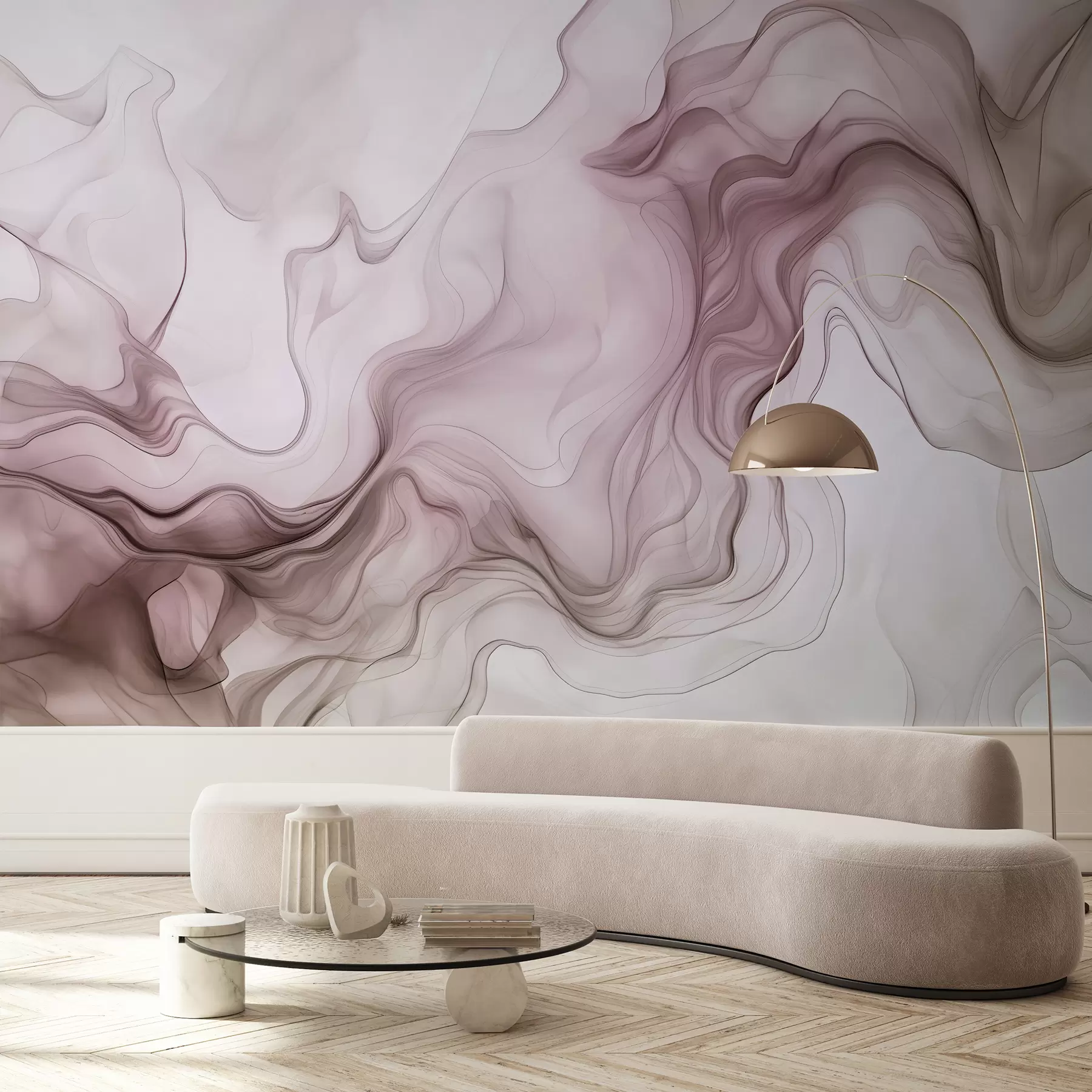 Wall Mural Photo Wallpaper Pastel abstract waves on a light background w01185v2