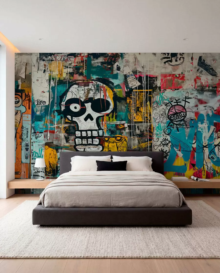 wall murals Colorful graffiti in Basquiat style w01187