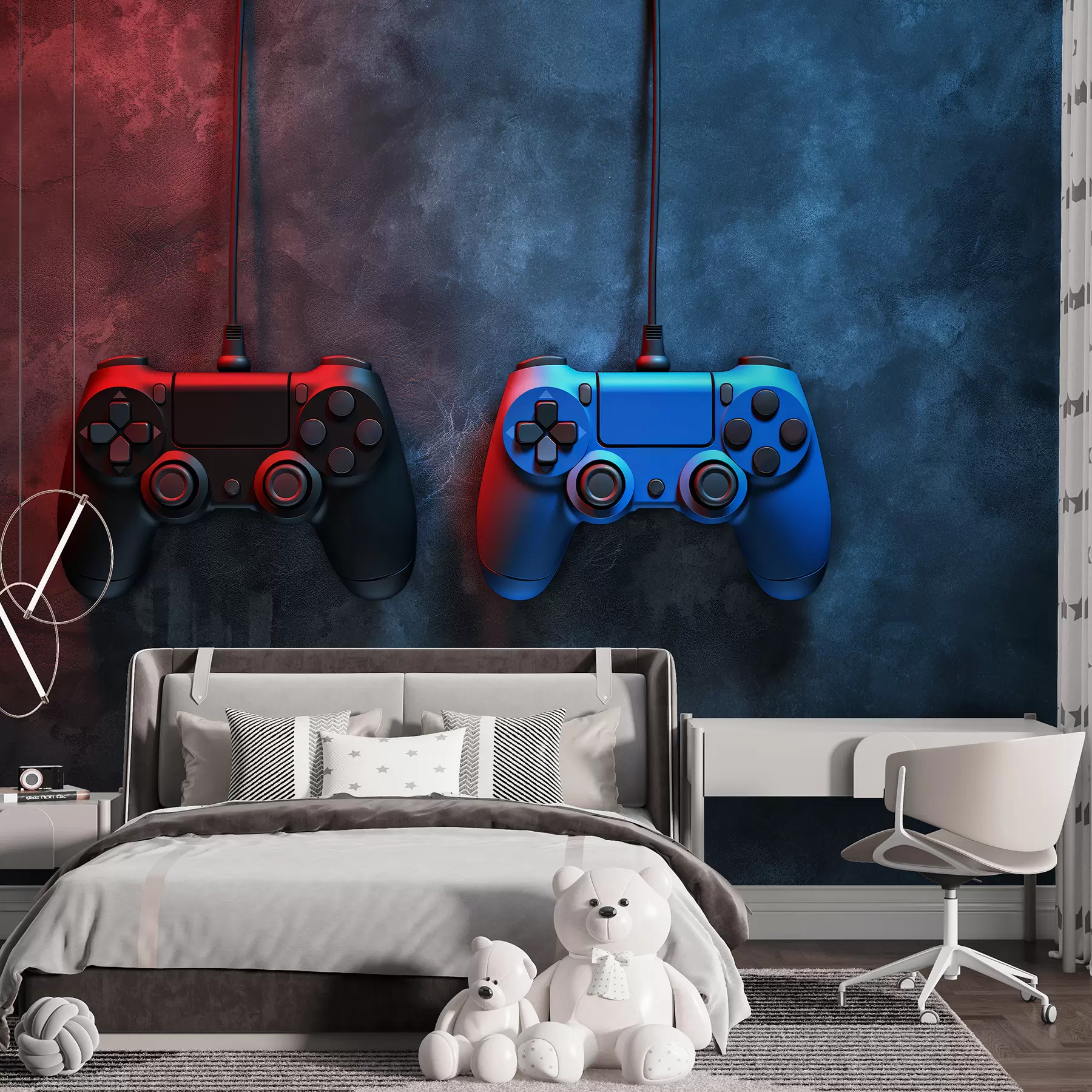 peintures murales DualShock noir et bleu sur fond sombre w01189
