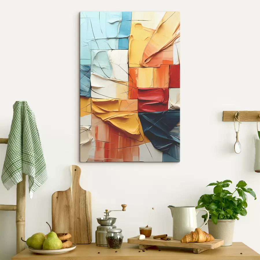 murales Trozos de pintura brillante con grietas, cuadrados, pintura cubista s39196