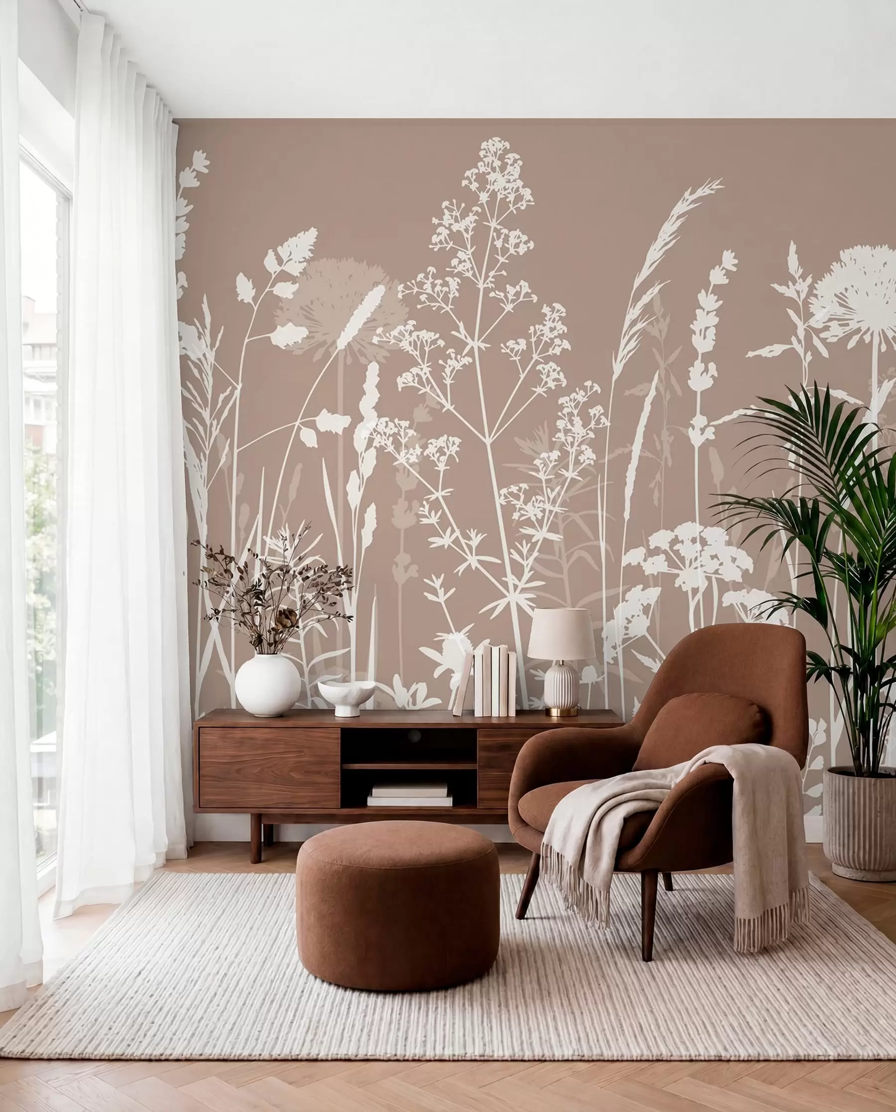 wall murals Meadow Silhouettes on Taupe w01270v3