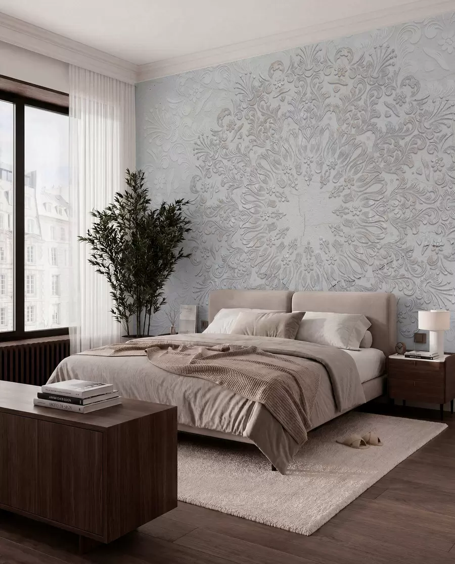 peintures murales Un imprimé mandala très détaillé créant un motif de dentelle magnifique et délicat w01249