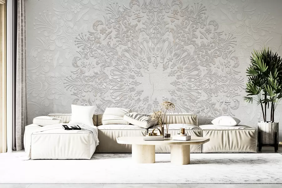Wall Mural Photo Wallpaper A highly detailed mandala print creating a beautiful and delicate lace design w01249
