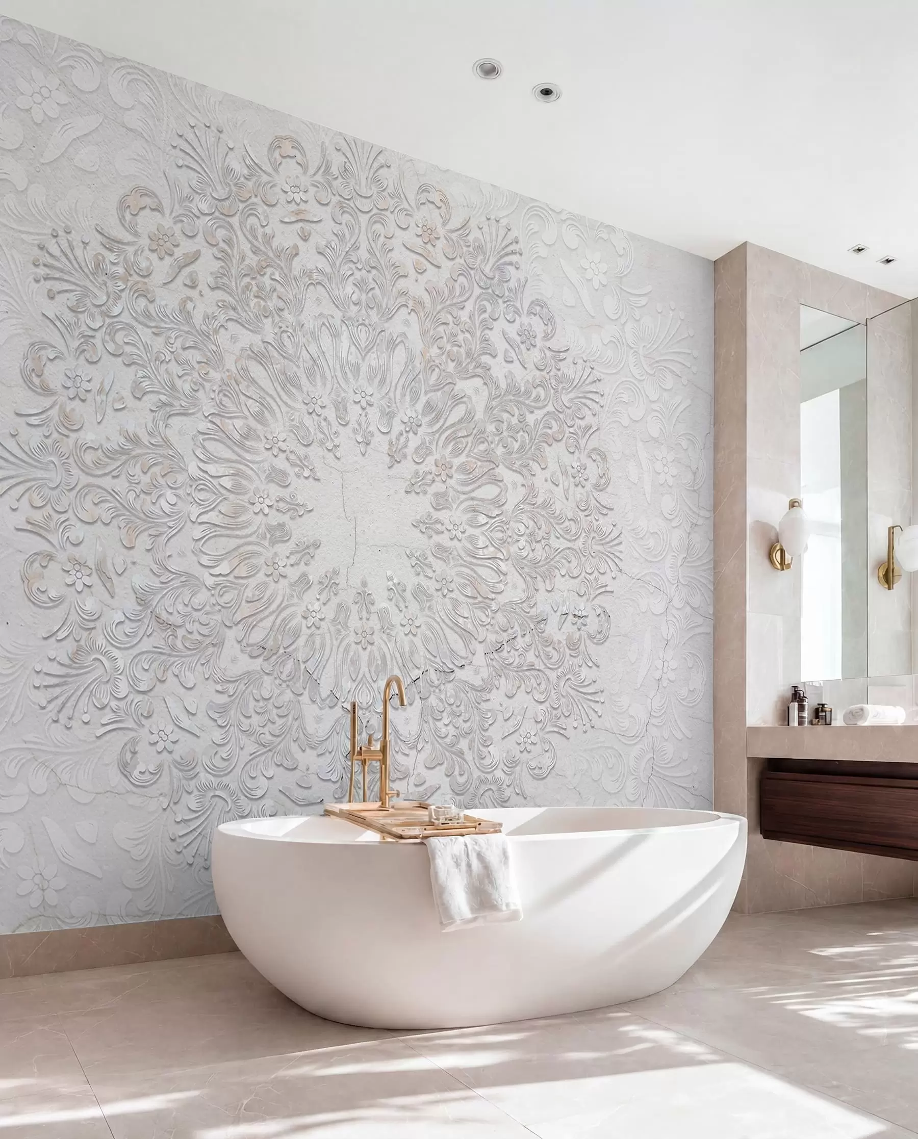 wall murals A highly detailed mandala print creating a beautiful and delicate lace design w01249