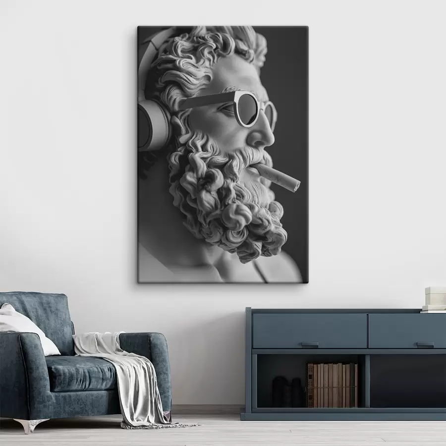 wall murals black and white ancient greek sculpture of zeus in modern style s26122