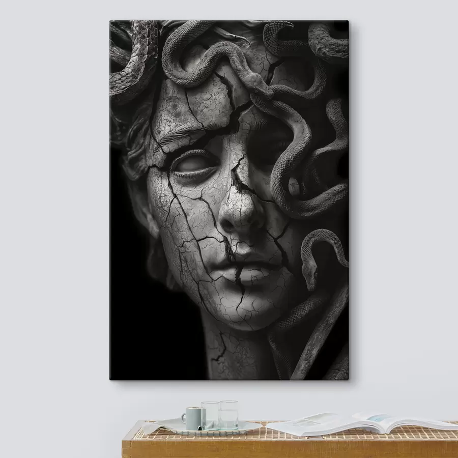 wall murals Black and white Medusa gorgon sculpture s26128
