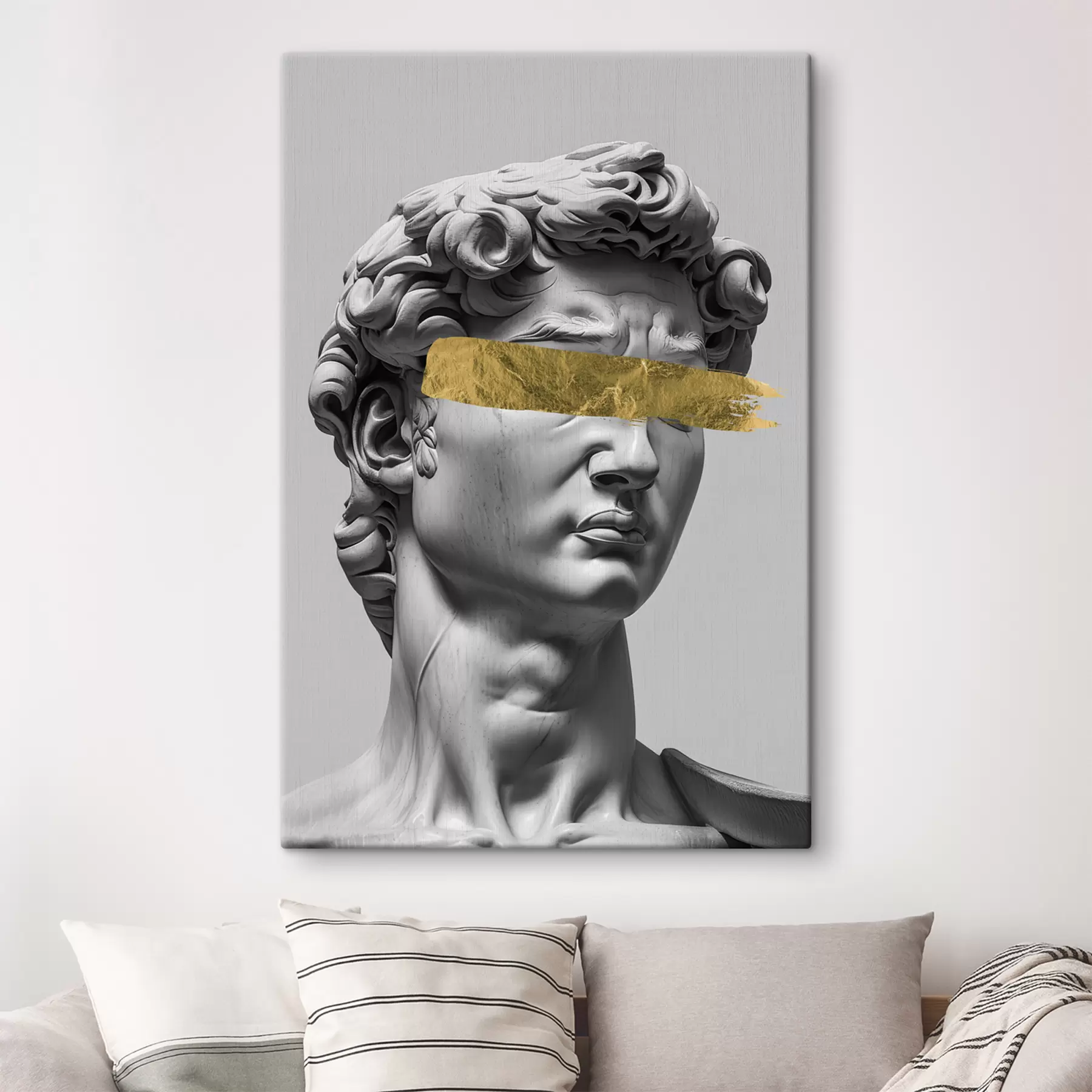murales Una escultura moderna de David con los ojos cerrados s26129