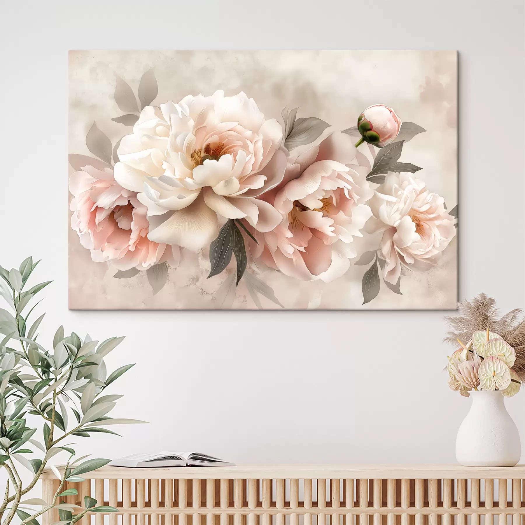 wall murals abstract bouquet of peonies in pink tones s39324