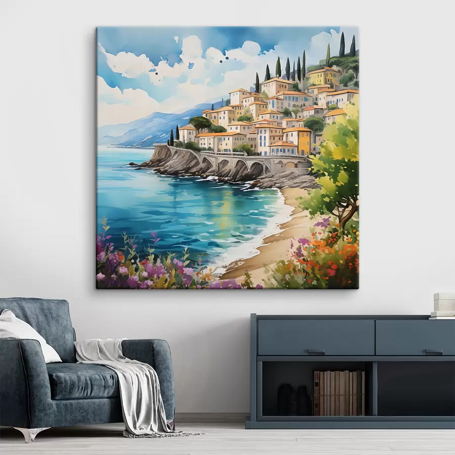 wall murals picturesque seaside in an Italian town s39298