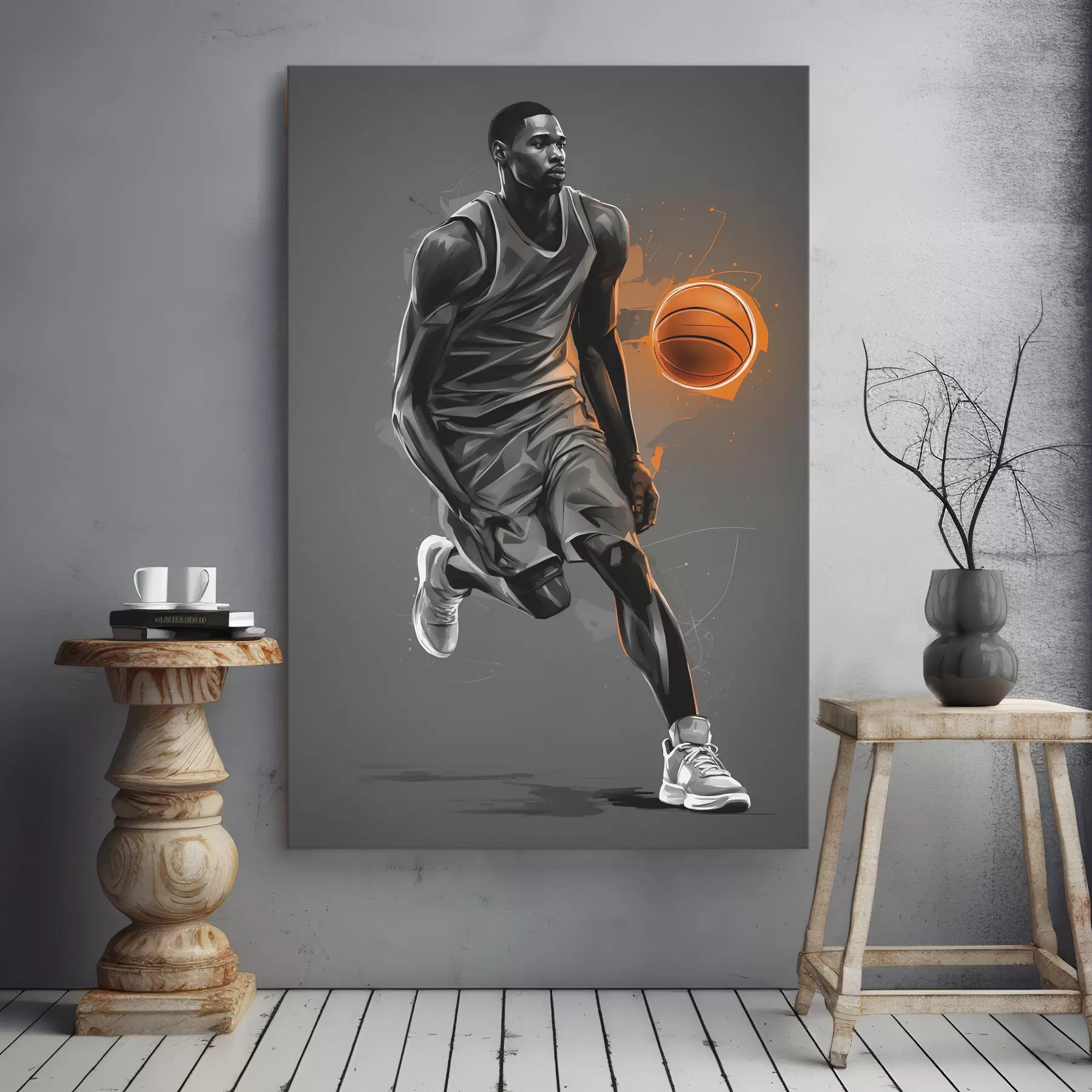 murales Jugador de baloncesto sobre fondo gris s39157