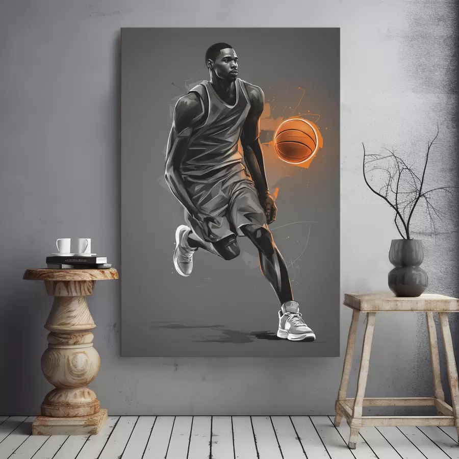 wall murals Basketball player on grey background s39157