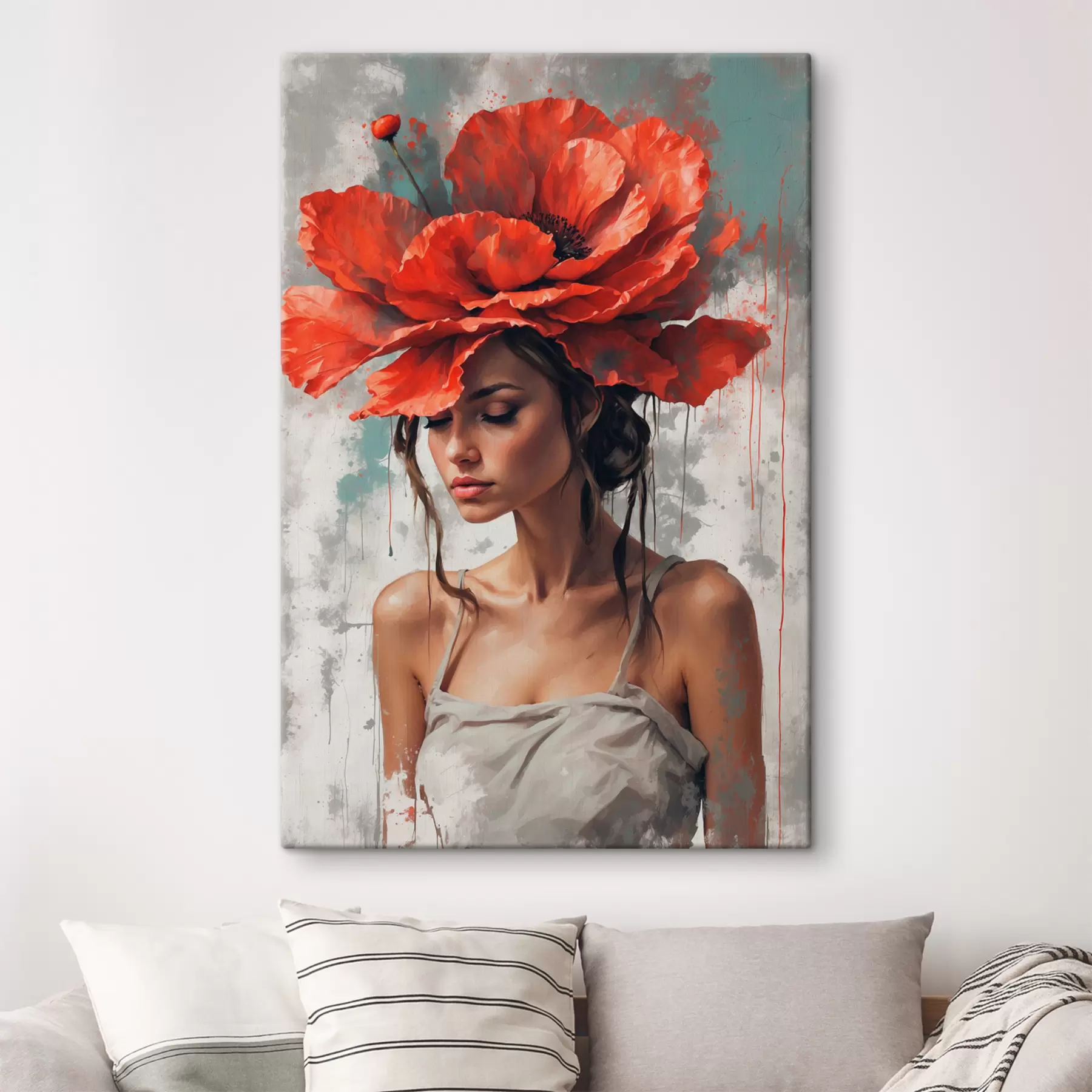 wall murals Girl with poppy s39171
