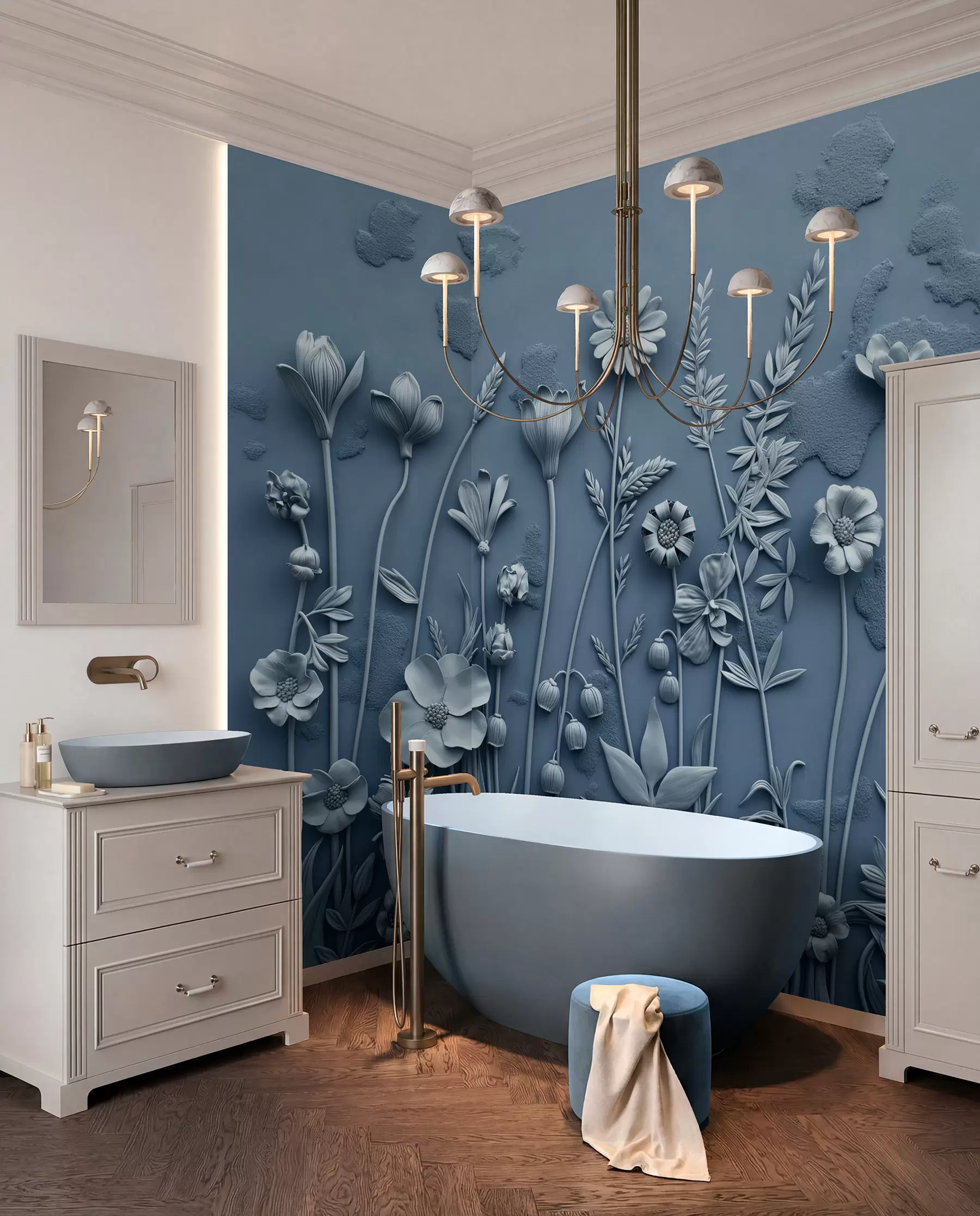 peintures murales Relief de prairie bleu w07869
