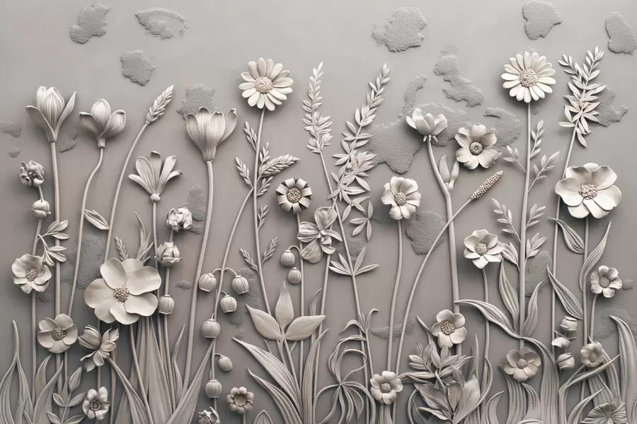 wall murals Field 3D flowers w07869v1