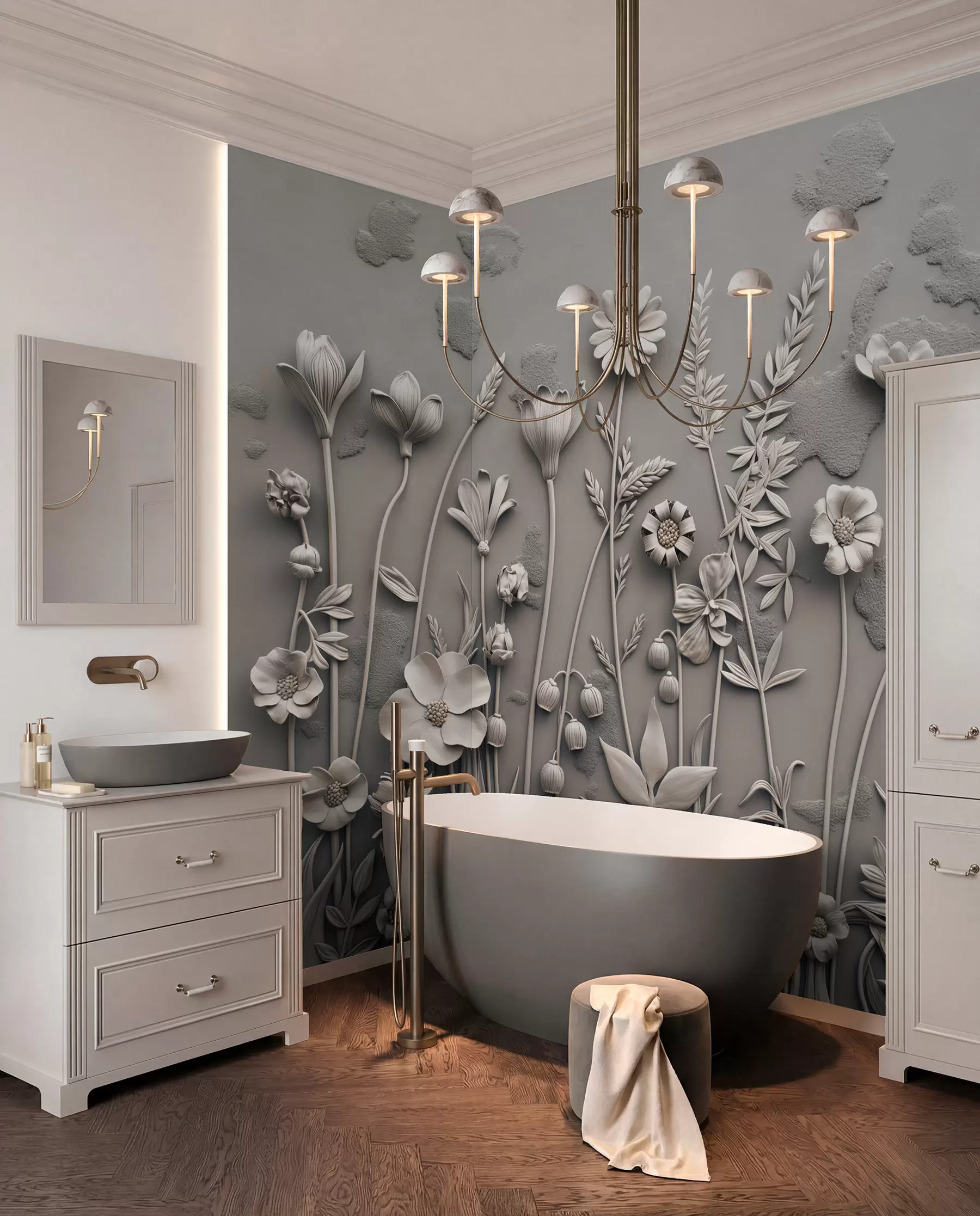wall murals Field 3D flowers w07869v1