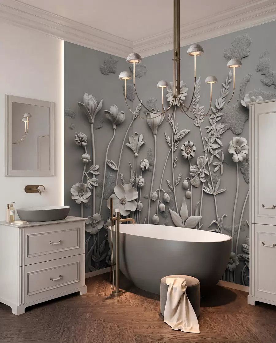 wall murals Field 3D flowers w07869v1