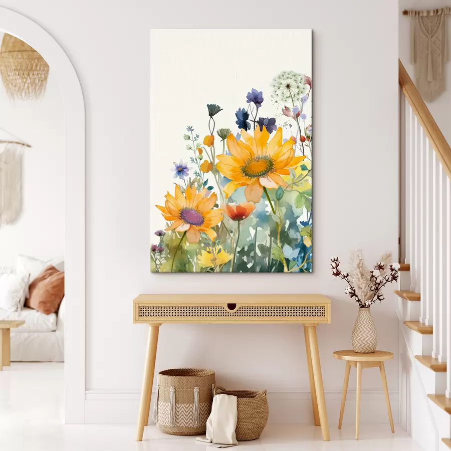 murales Coloridas flores silvestres de acuarela s39338