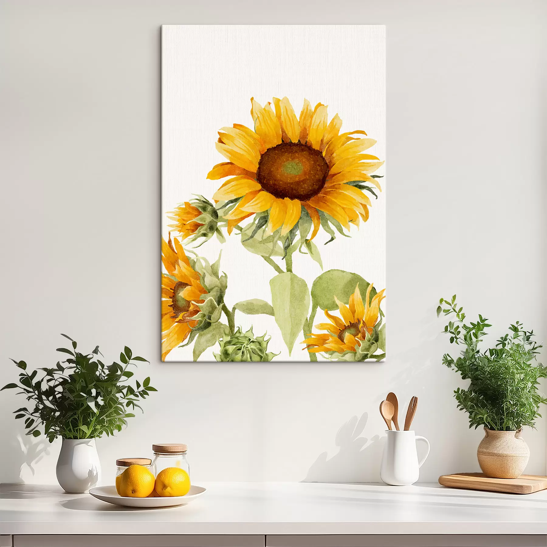 wall murals Bright watercolor sunflower s39341