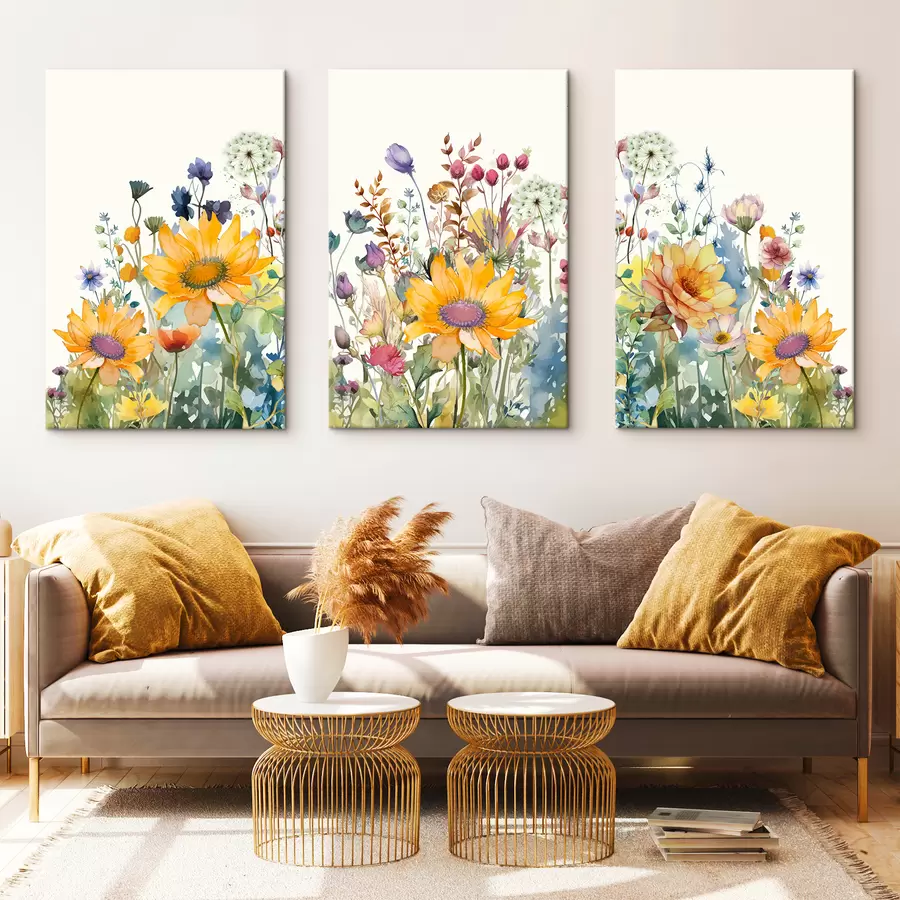 murales Coloridas flores silvestres de acuarela de verano m00333