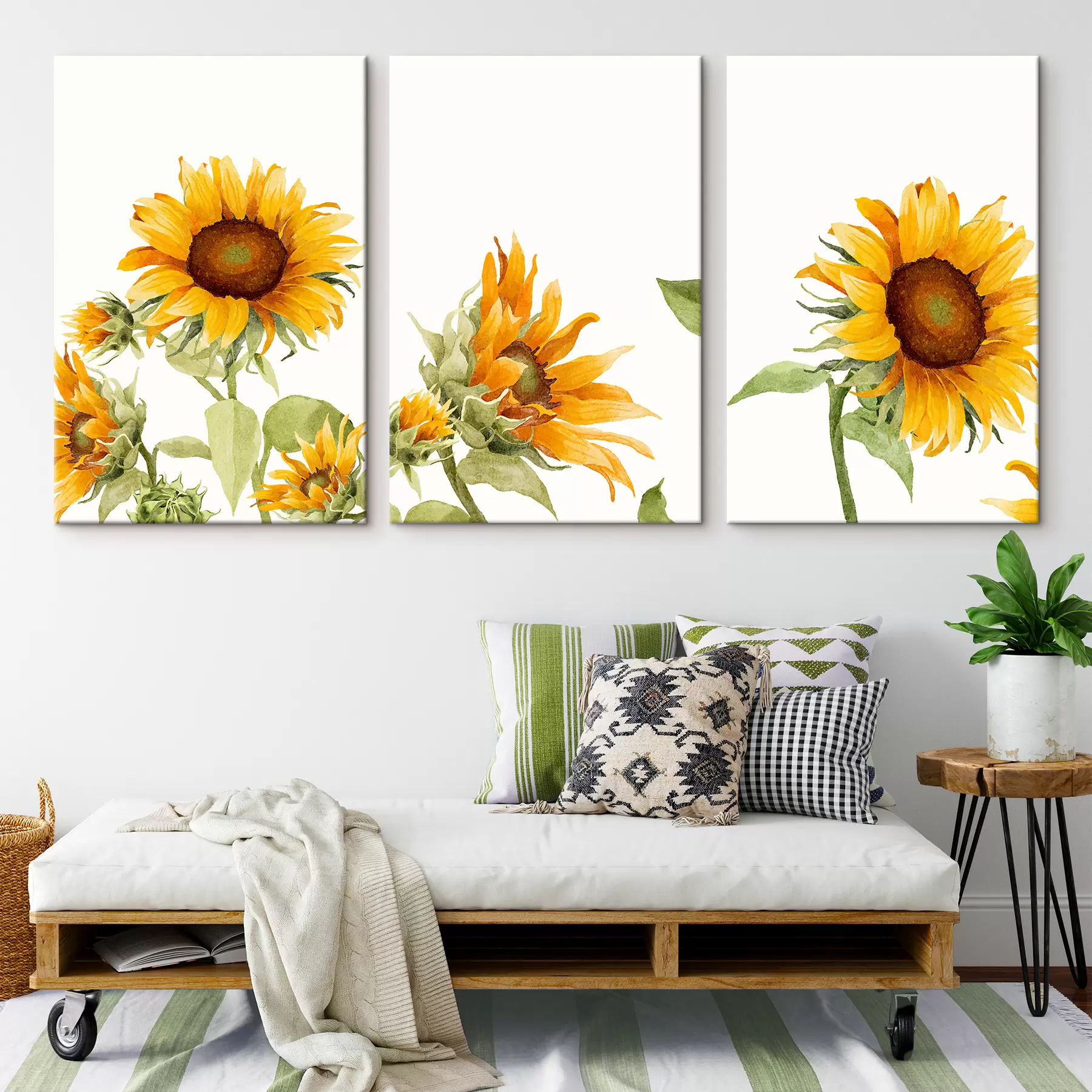 wall murals Colorful watercolor sunflowers m00334
