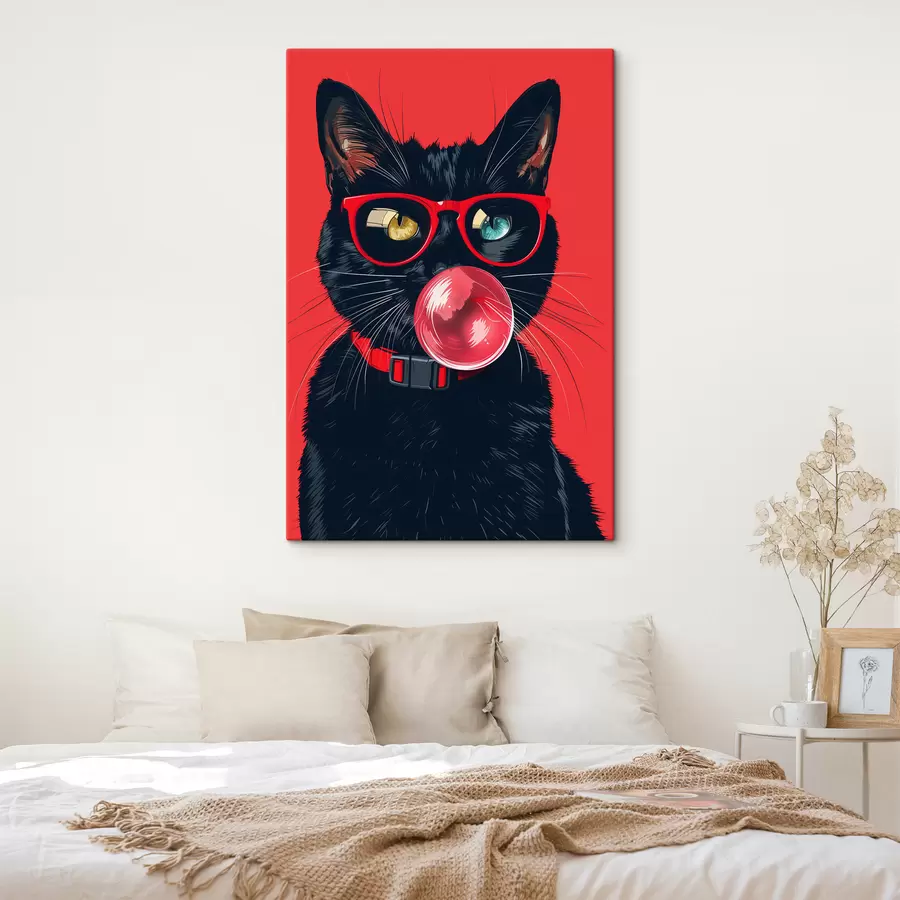 wall murals Black cat with glasses s39224