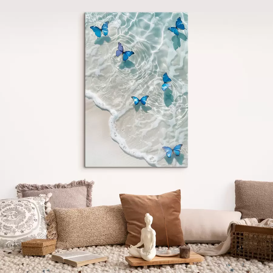 wall murals Blue butterflies on a sea wave s39228