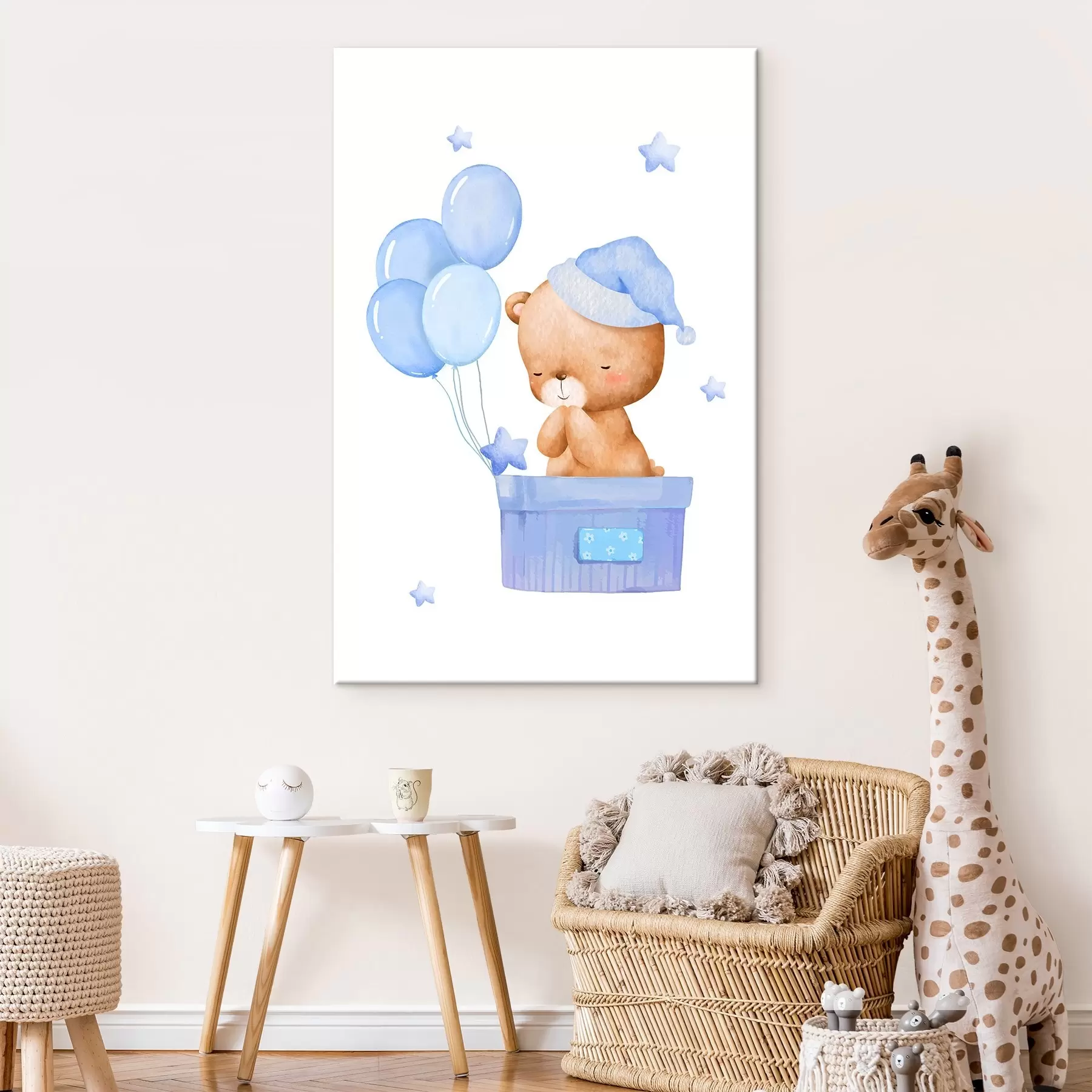 murales Simpático oso con globos y estrellas s37918v1