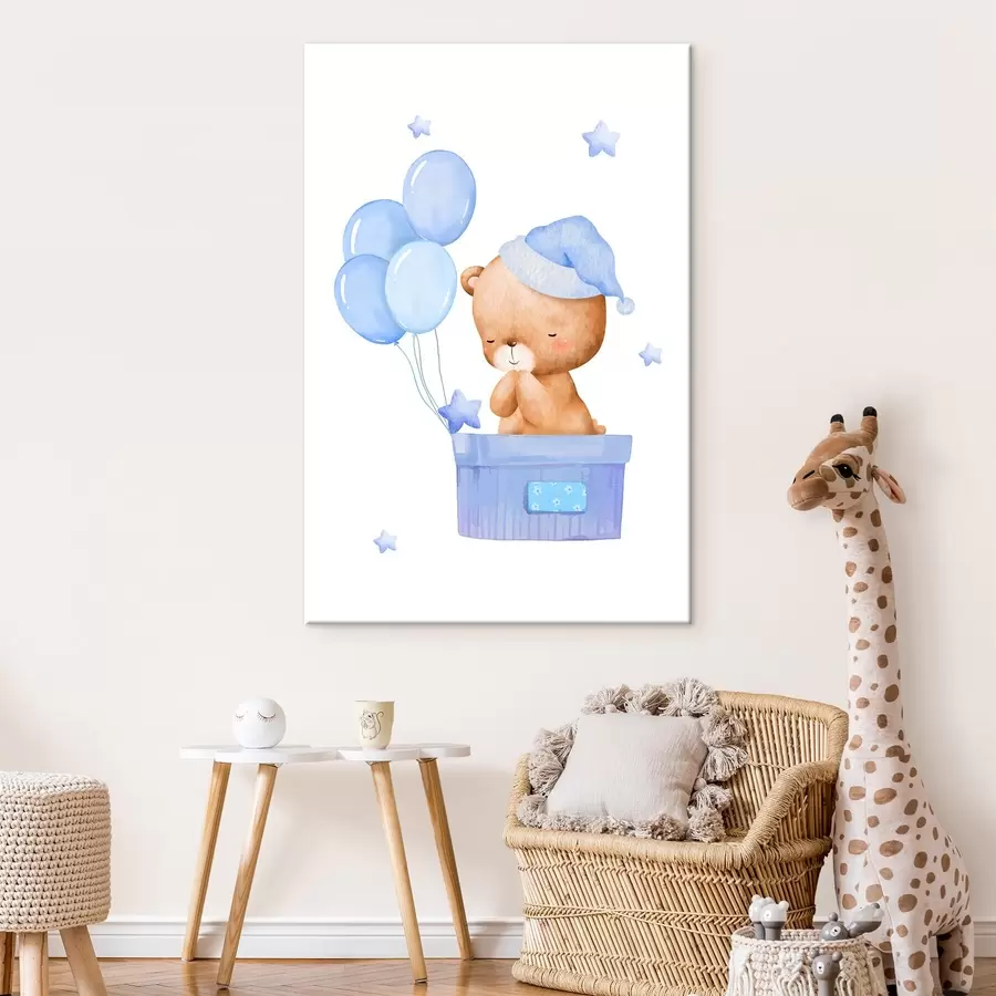 murales Simpático oso con globos y estrellas s37918v1