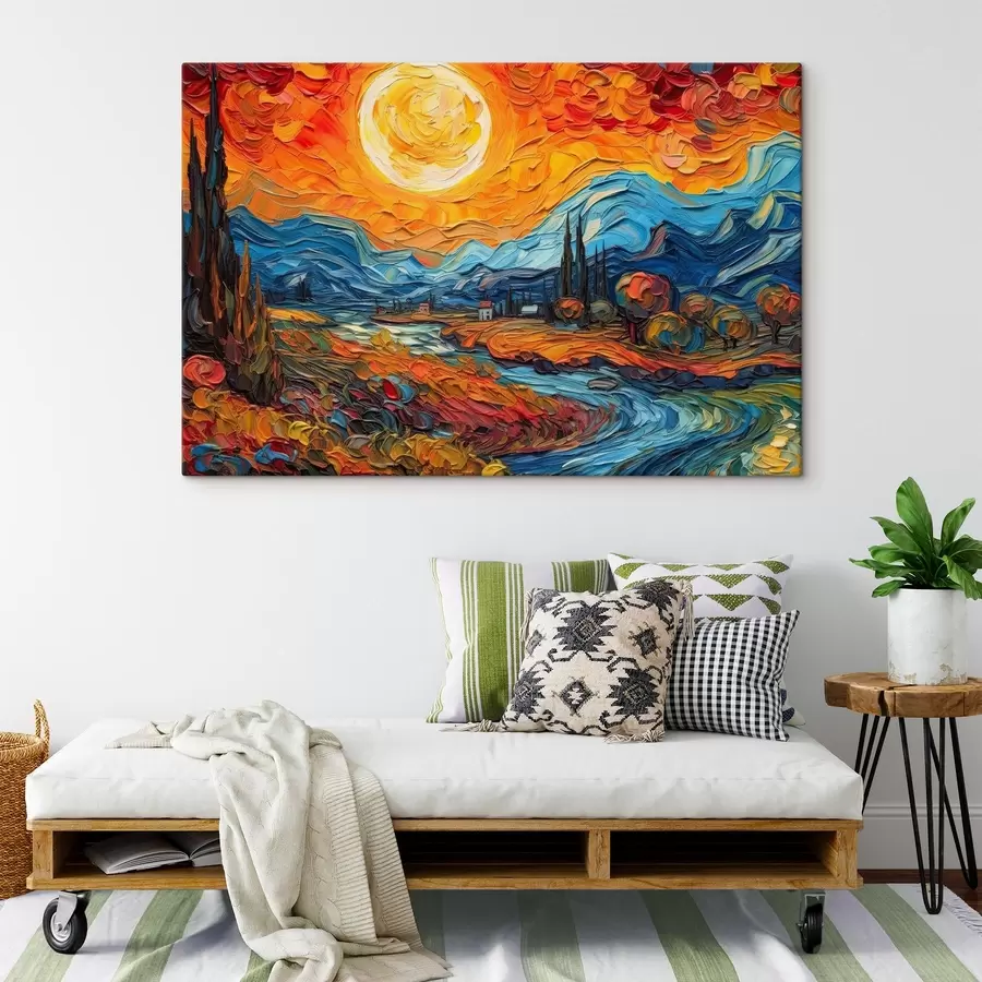 wall murals Vibrant landscape under a glowing sun s38057
