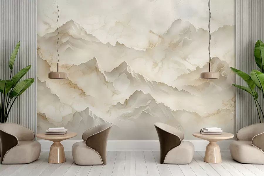 Wall Mural Photo Wallpaper Mountainous landscape with abundant rocks in the mellow onyx style w01279