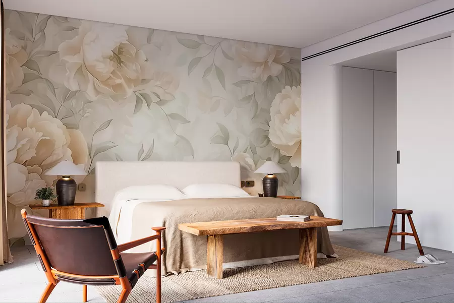 Wall Mural Photo Wallpaper Peonies in pale and delicate colours w07892