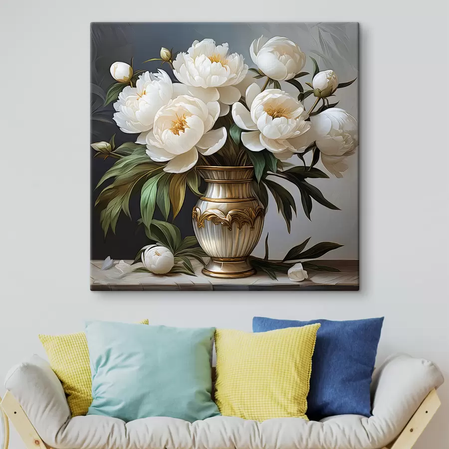 murales peonías blancas en un jarrón s39475