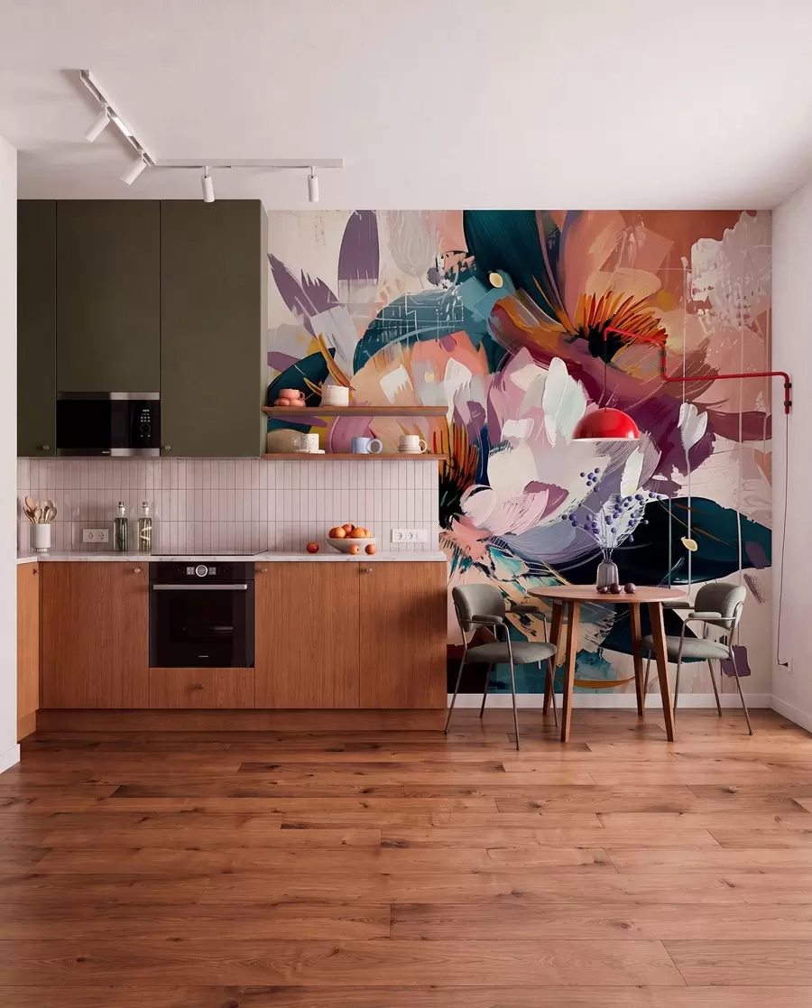 Wall Mural Photo Wallpaper Large flowers are painted in oil w07940