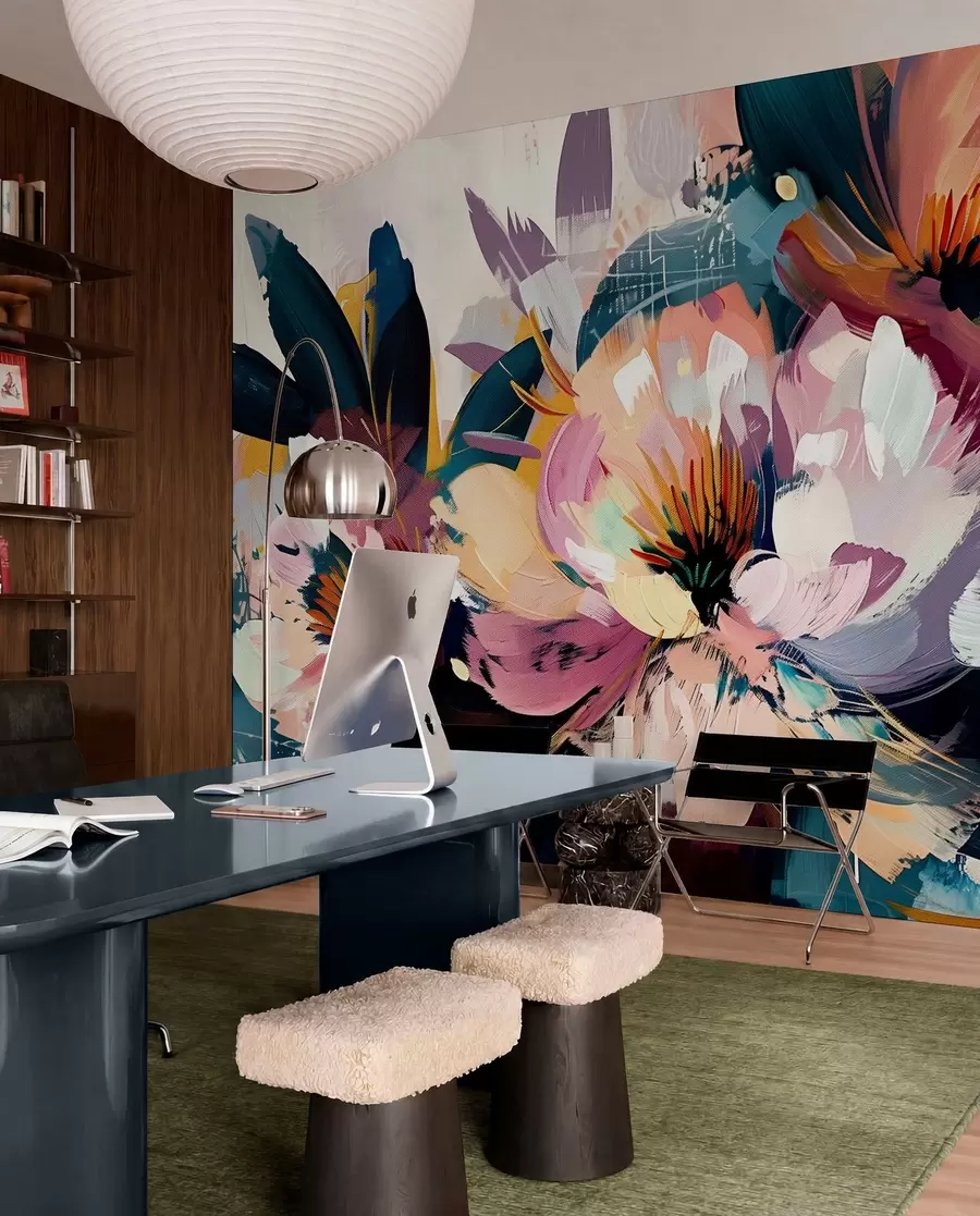 Wall Mural Photo Wallpaper Large flowers are painted in oil w07940