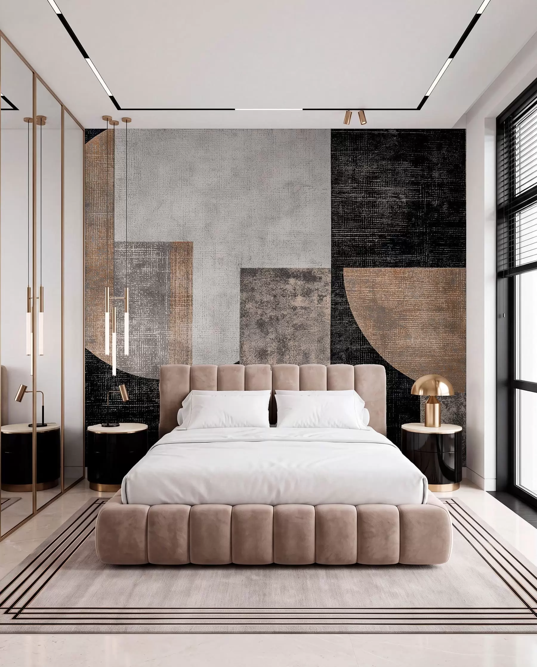 wall murals Modern textured abstraction in black and orange colors w07878