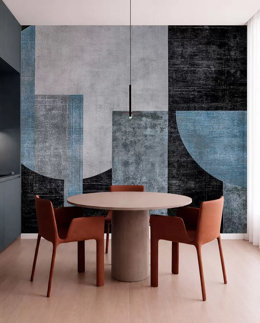 wall murals Modern textured abstraction in black and blue colors w07878v1