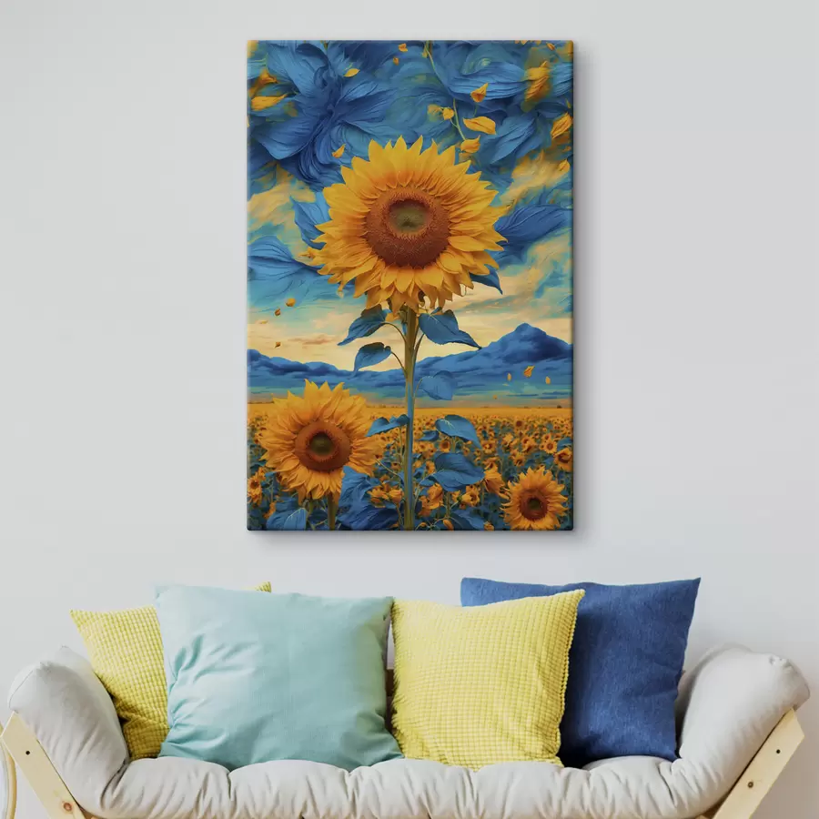 murales Campo de girasoles sobre cielo abstracto s39367